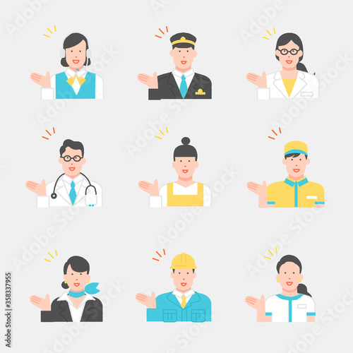 様々な職業の働く人たち　イラスト素材セット