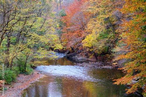 Colorful fall foliage scenes in Philadelphia's Wissahickon Valley on an early autumn afternoon.