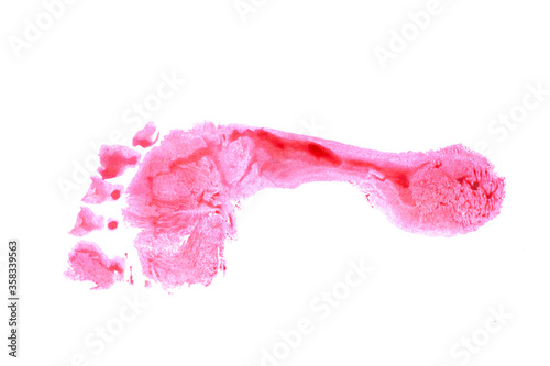 Red footprint isolated on white background. Flat foot test result