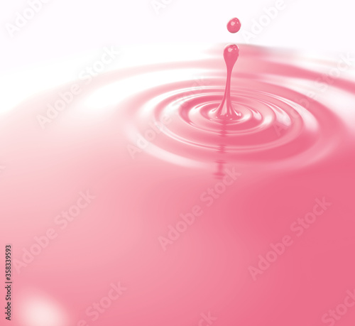 drop of strawberry milkshake background. 3d illustration