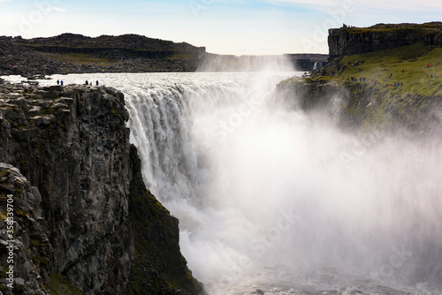Dettifoss  a waterfall in Vatnajokull National Park in Northeast Iceland  the most powerful waterfall in Europe