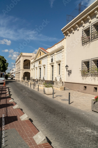 Dominican Republic, November 28, 2019: Colonial buildings on the streets of Santo Domingo photo