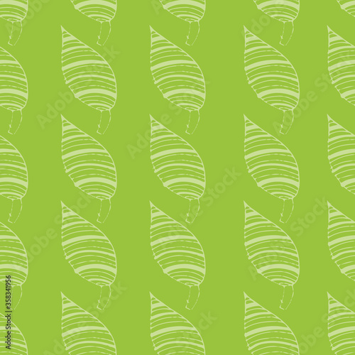 Hand draw green leafs repeat pattern print background design