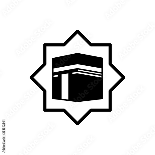 Kaaba hajj Mecca pray pilgrimage Ramadan Islam muslim mosque icon vector symbol illustration. Design vector