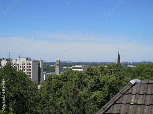 View over the skyline of Mülheim an der Ruhr, Germany