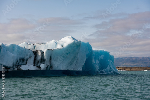 Beautiful view of Jokulsarlon, a large glacial lake in southeast Iceland, Vatnajokull National Park photo