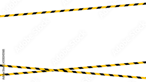 tape line yellow black stripe pattern isolated white background, warning space with ribbon tape sign or comfort safety zone, safety banner for copy space, ribbon yellow black stripe, tape line caution