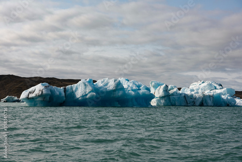 Ice of Jokulsarlon, a large glacial lake in southeast Iceland, Vatnajokull National Park