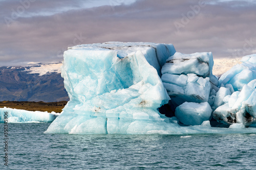 Icebergs of Jokulsarlon, a large glacial lake in southeast Iceland, Vatnajokull National Park