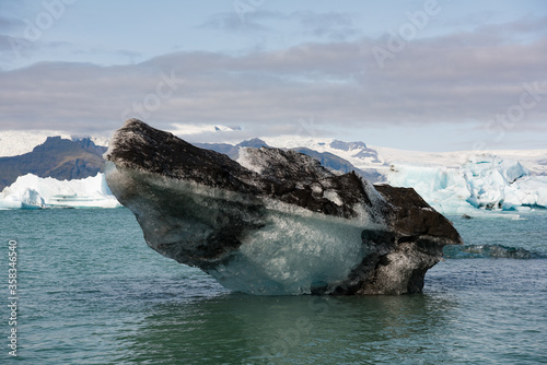 Ice of Jokulsarlon, a large glacial lake in southeast Iceland, Vatnajokull National Park