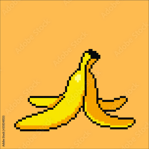 Vector illustration banana in pixel art