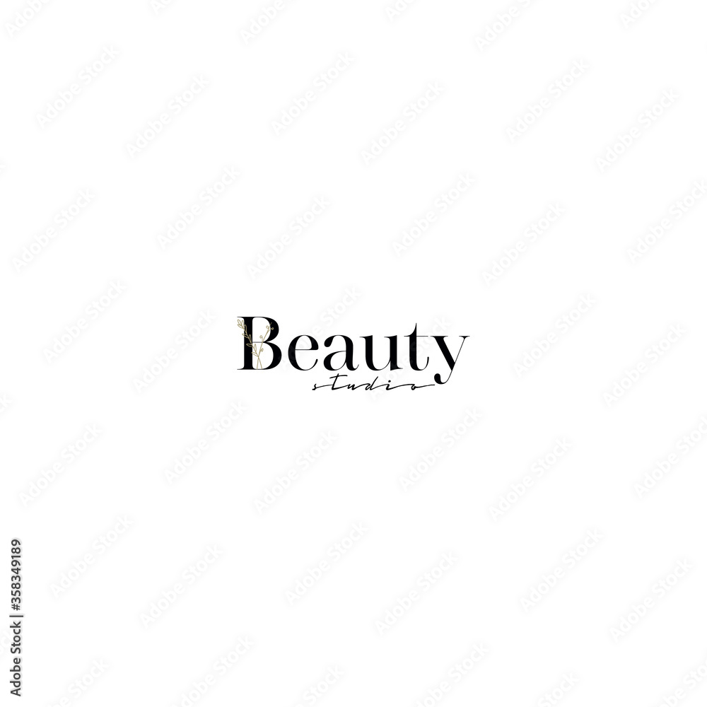 Beauty studio logo with minimal floral design. Vector trendy abstract flower branch icon, beauty salon, wedding, spa or yoga studio, organic cosmetics logo, badges, emblems template. Hand drawn style Beauty studio logo with minimal floral design. Vector trendy abstract flower branch icon, beauty salon, wedding, spa or yoga studio, organic cosmetics logo, badges, emblems template. Hand drawn style