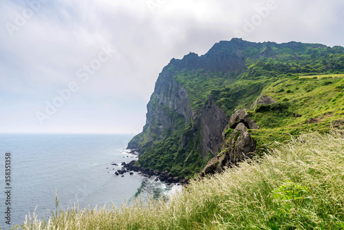 volcano of Songsan Ilchulbong on jeju island.
 photo