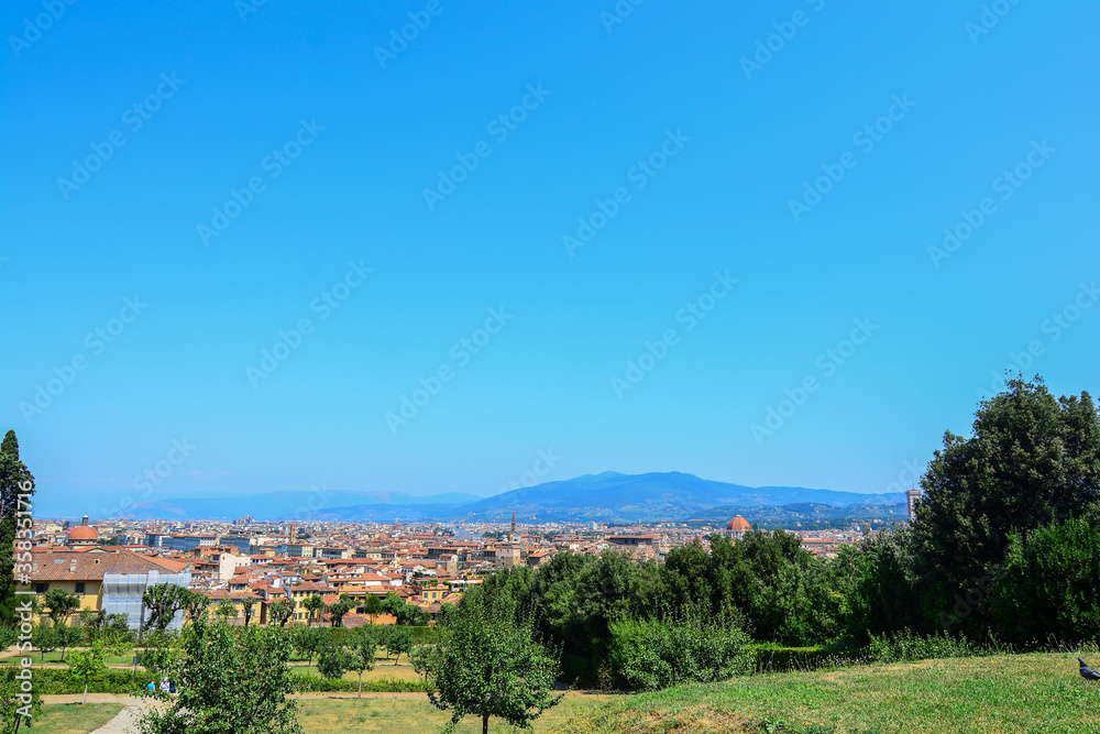 イタリアのフィレンツェの歴史的建造物を俯瞰で撮影