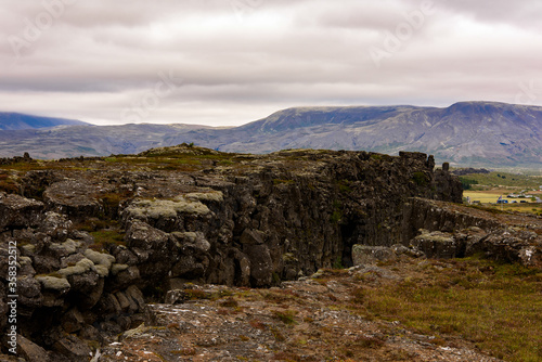 Rocks in Thingvellir, a national park founded in 1930. World Heritage Site