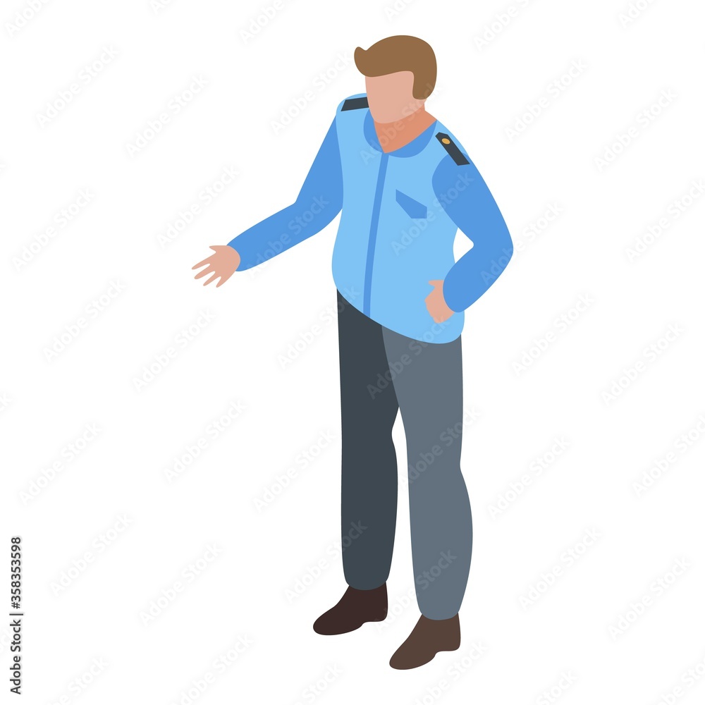 Safety guard man icon. Isometric of safety guard man vector icon for web design isolated on white background Safety guard man icon. Isometric of safety guard man vector icon for web design isolated on white background