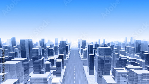 City Building Simple Modern Skyscraper business street 3D illustration background