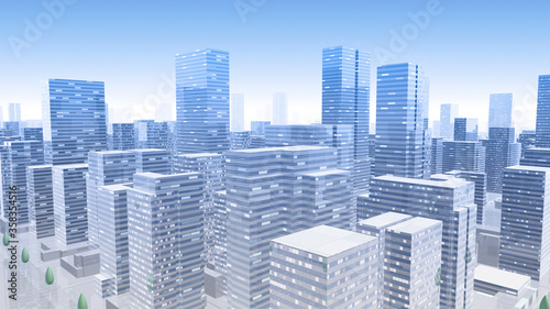 City Building Simple Modern Skyscraper business street 3D illustration background © bluebackimage