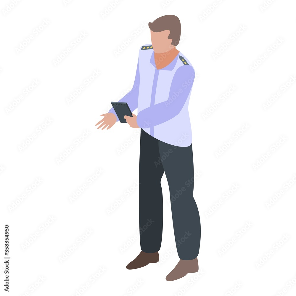 Policeman take photo icon. Isometric of policeman take photo vector icon for web design isolated on white background Policeman take photo icon. Isometric of policeman take photo vector icon for web design isolated on white background