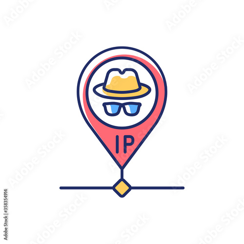 Hidden IP address RGB color icon. Online privacy and anonymity, internet security. Hiding personal information and location, VPN access. Isolated vector illustration