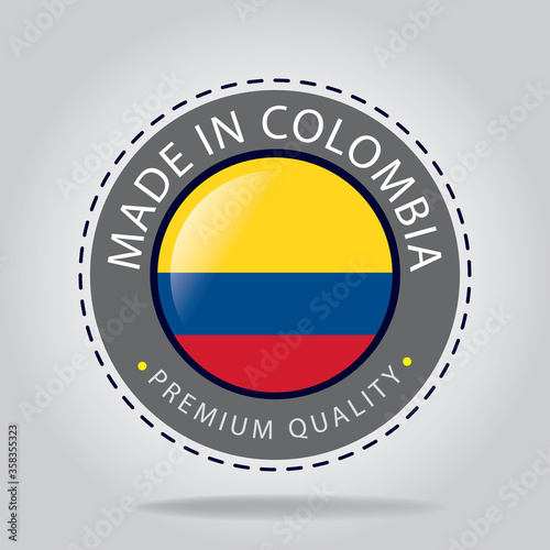 Made in COLOMBIA Seal, COLOMBIAN National Flag (Vector Art)
