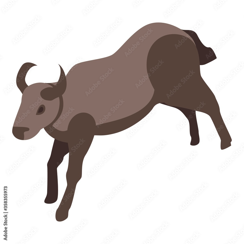 Fototapeta premium Kenya wildebeest icon. Isometric of kenya wildebeest vector icon for web design isolated on white background