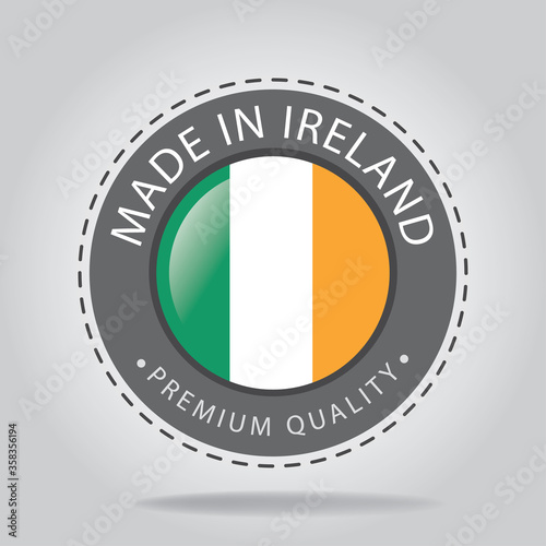 Made in IRELAND Seal, IRISH National Flag (Vector Art)
