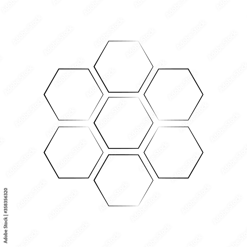 Honeycomb line icon vector illustration isolated on white. Logo bee symbol. Hexagonal geometric element design. Honeycomb line icon vector illustration isolated on white. Logo bee symbol. Hexagonal geometric element design.