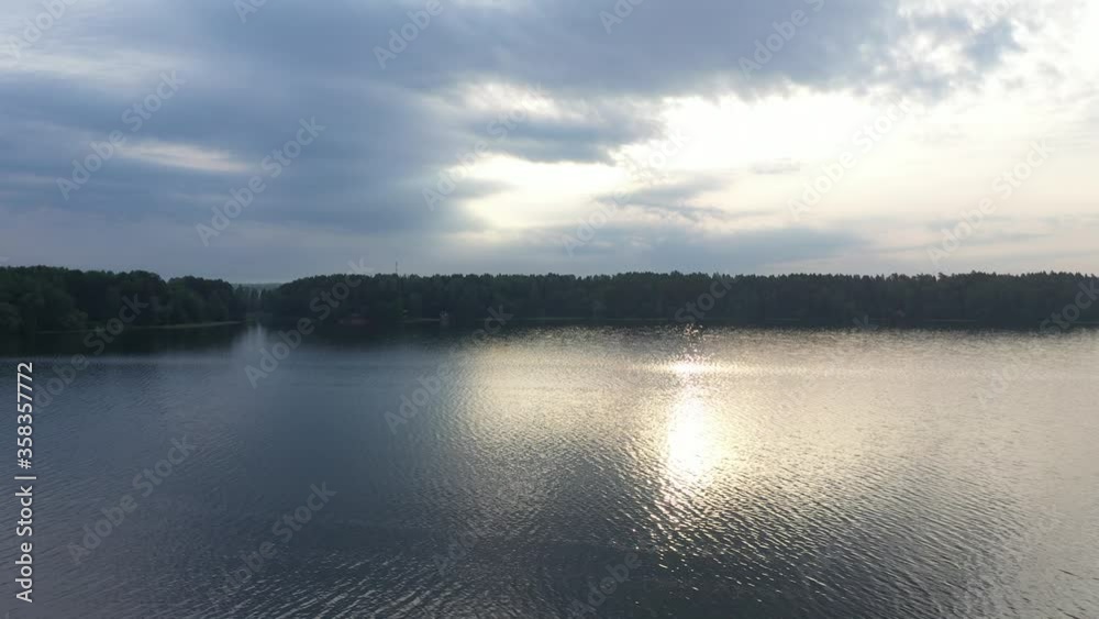 motor boats go along the river against the background of a beautiful landscape shot from a drone motor boats go along the river against the background of a beautiful landscape shot from a drone
