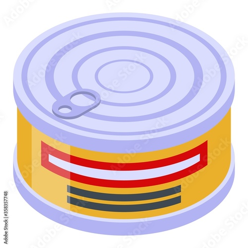 Fish tin can icon. Isometric of fish tin can vector icon for web design isolated on white background
