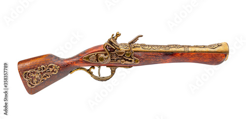 replica of an old pistol with a barrel that shoots buckshot