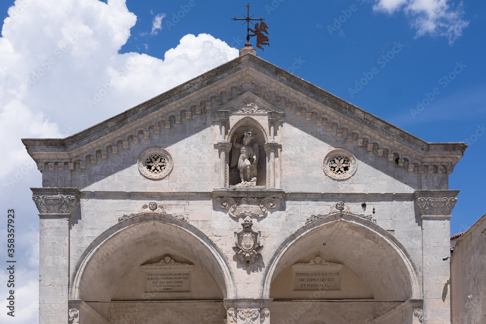 Facade and entrance of the church Sanctuary of Saint Michael the