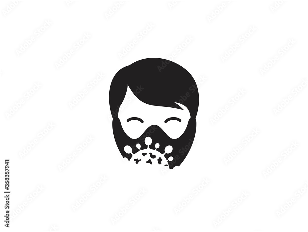 People face with mask vector icon in isolated on white background. Wear dust mask