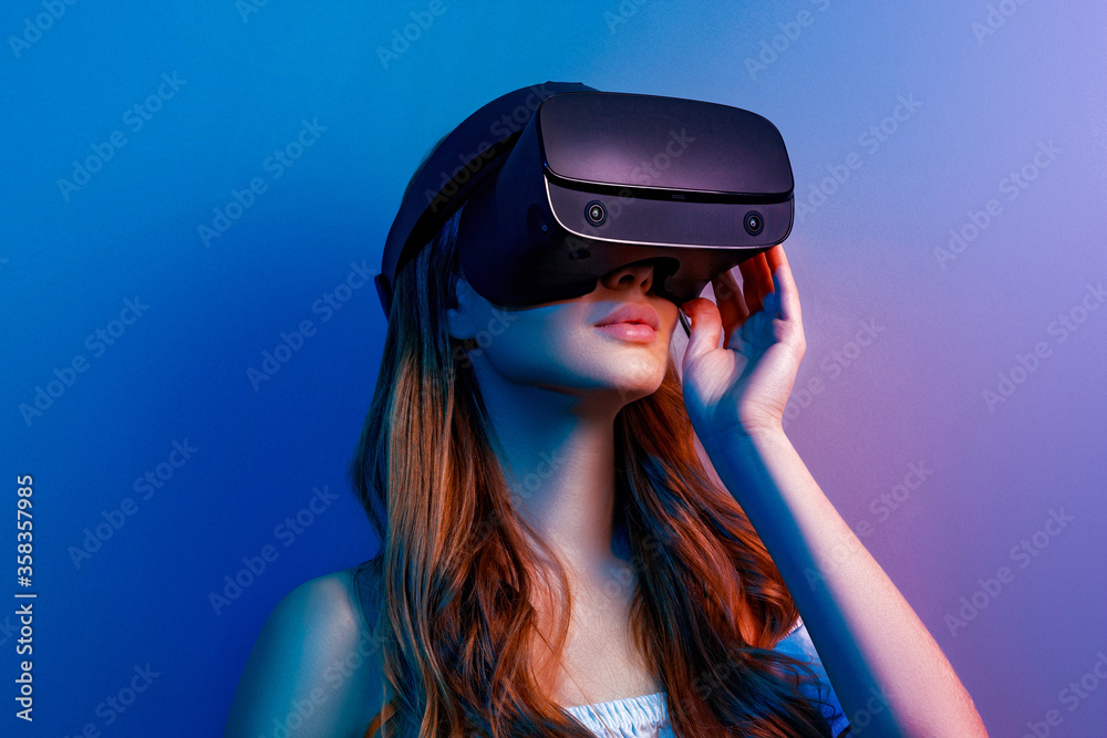 Girl with virtual reality glasses Girl with virtual reality glasses