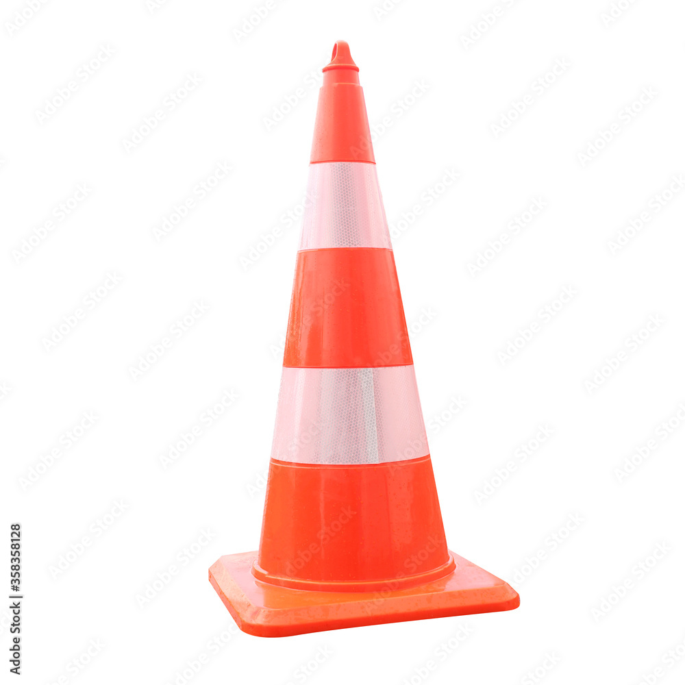 Traffic road cone. Concept for hazards and safety. Pylon sign isolated on white background. Traffic road cone. Concept for hazards and safety. Pylon sign isolated on white background.