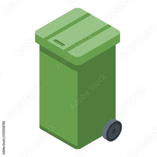 Plastic garbage box icon. Isometric of plastic garbage box vector icon for web design isolated on white background