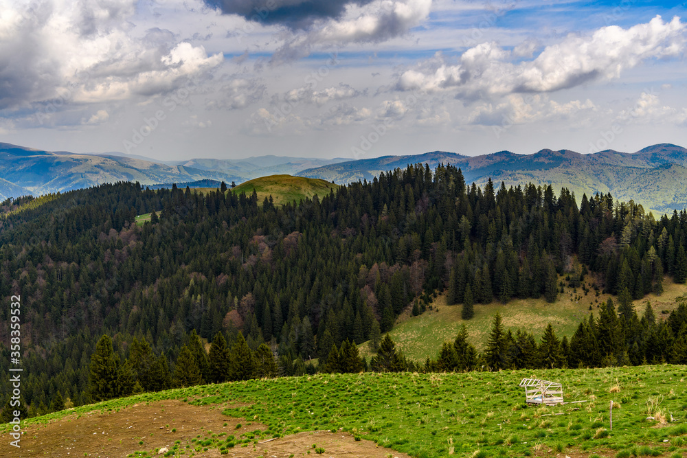 Outstanding panorama  of the mountain peaks of Romania