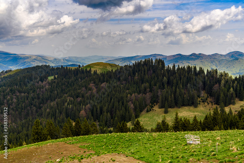 Outstanding panorama  of the mountain peaks of Romania