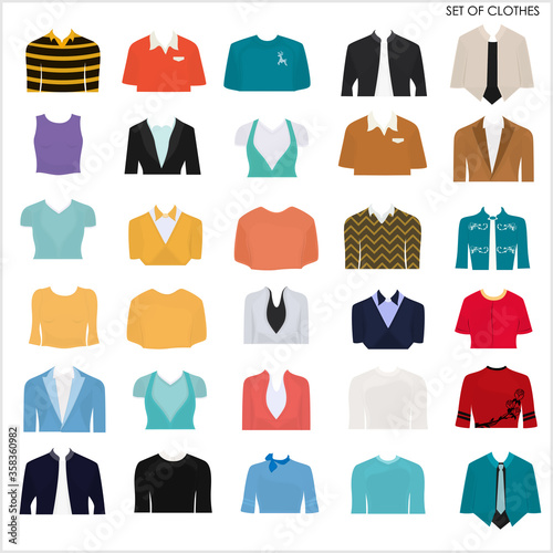 Set of various clothes on a white background