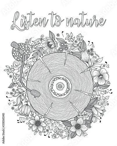 Print for coloring book page for adults.