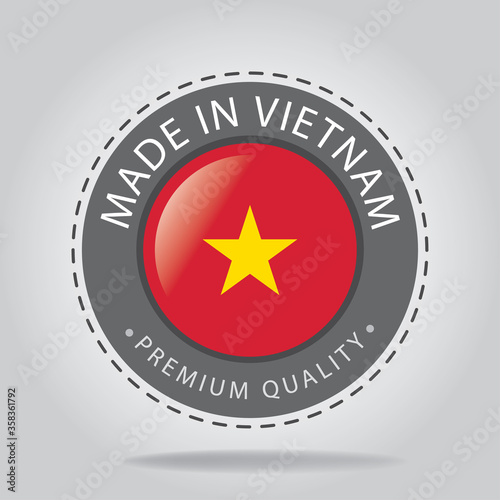 Made in VIETNAM Seal and Icon,VIETNAMESE National Flag (Vector Art) 