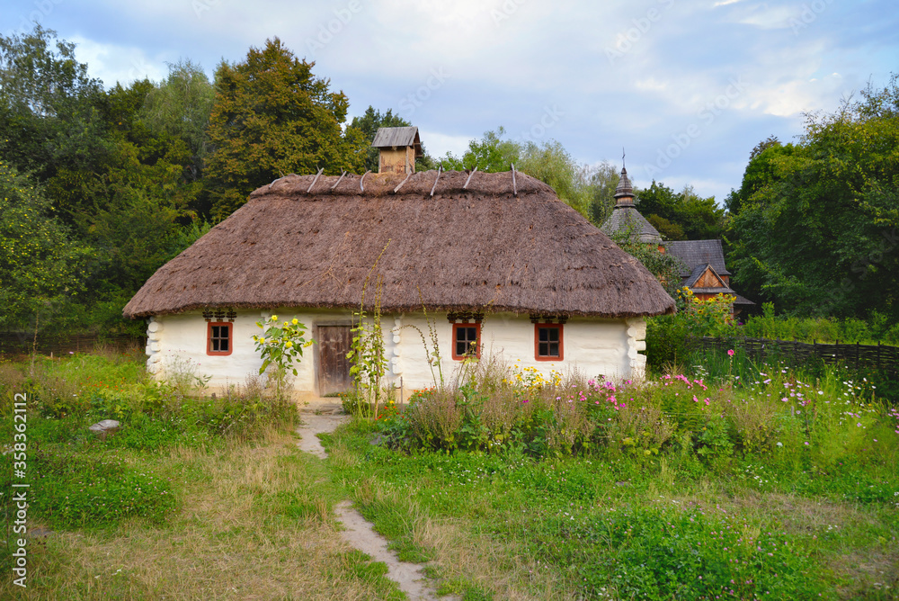 Ukrainian folk architecture. Public outdoor museum of Ukrainian Folk Architecture and Life in Pirogov village in Kiev (Kyiv) outskirts, Ukraine.