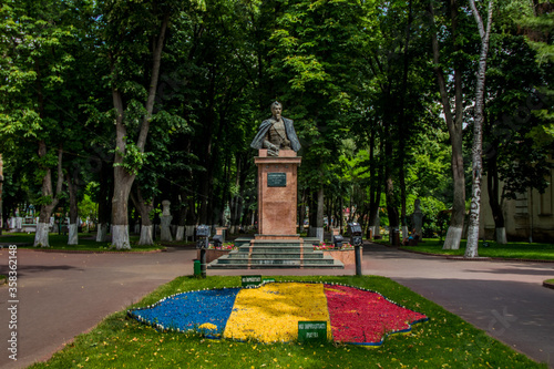 Statue of Alexandru Ioan Cuza from the central park of Tecuci City, Galati, Romania photo