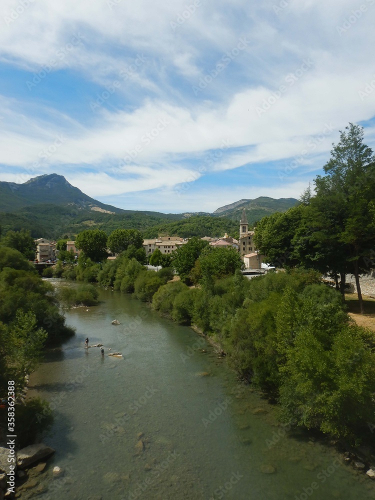 View of the Verdon river from the Roc bridge in Castellane near Castellane, France