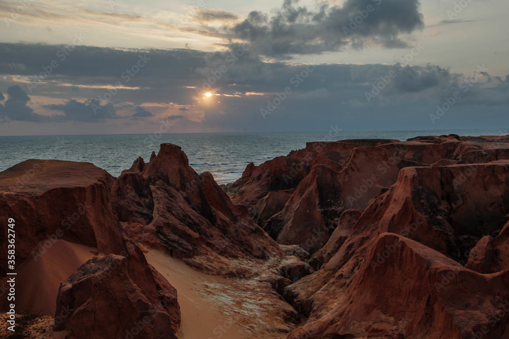 
maze of cliffs on the beach of Canoa Quebrada, Ceara, Brazil