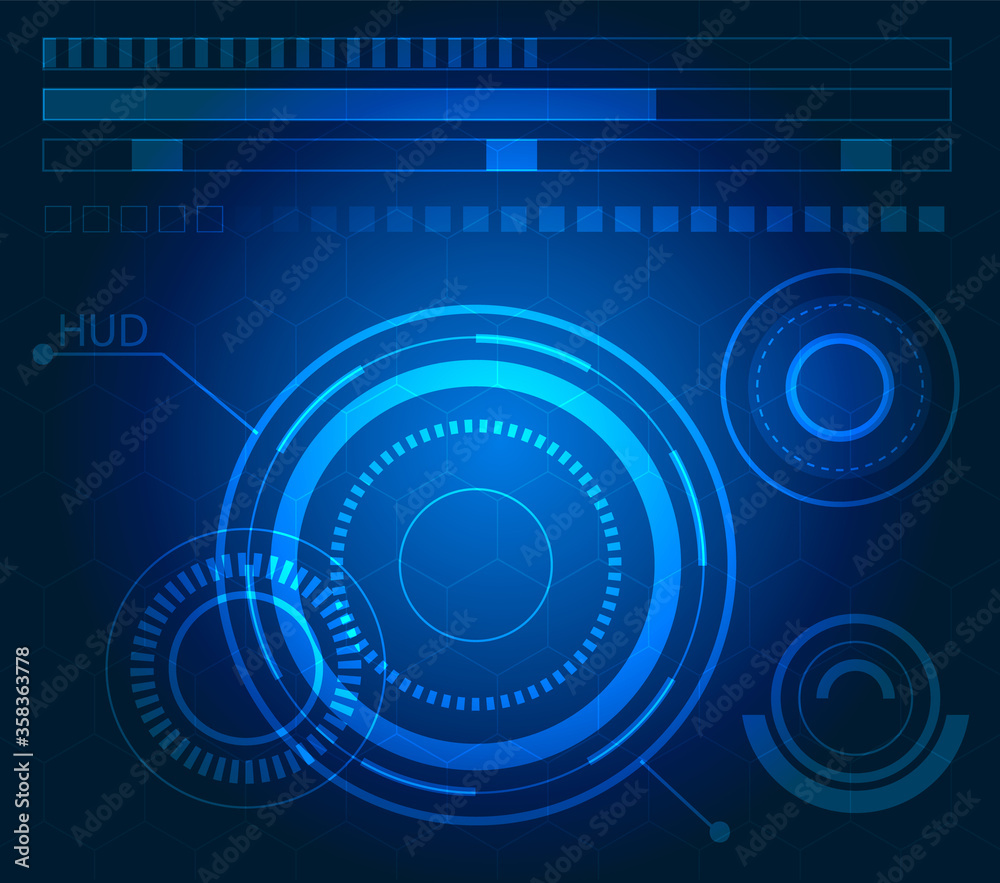 Futuristic sci fi user interface. Blue HUD interface elements. Stock ...