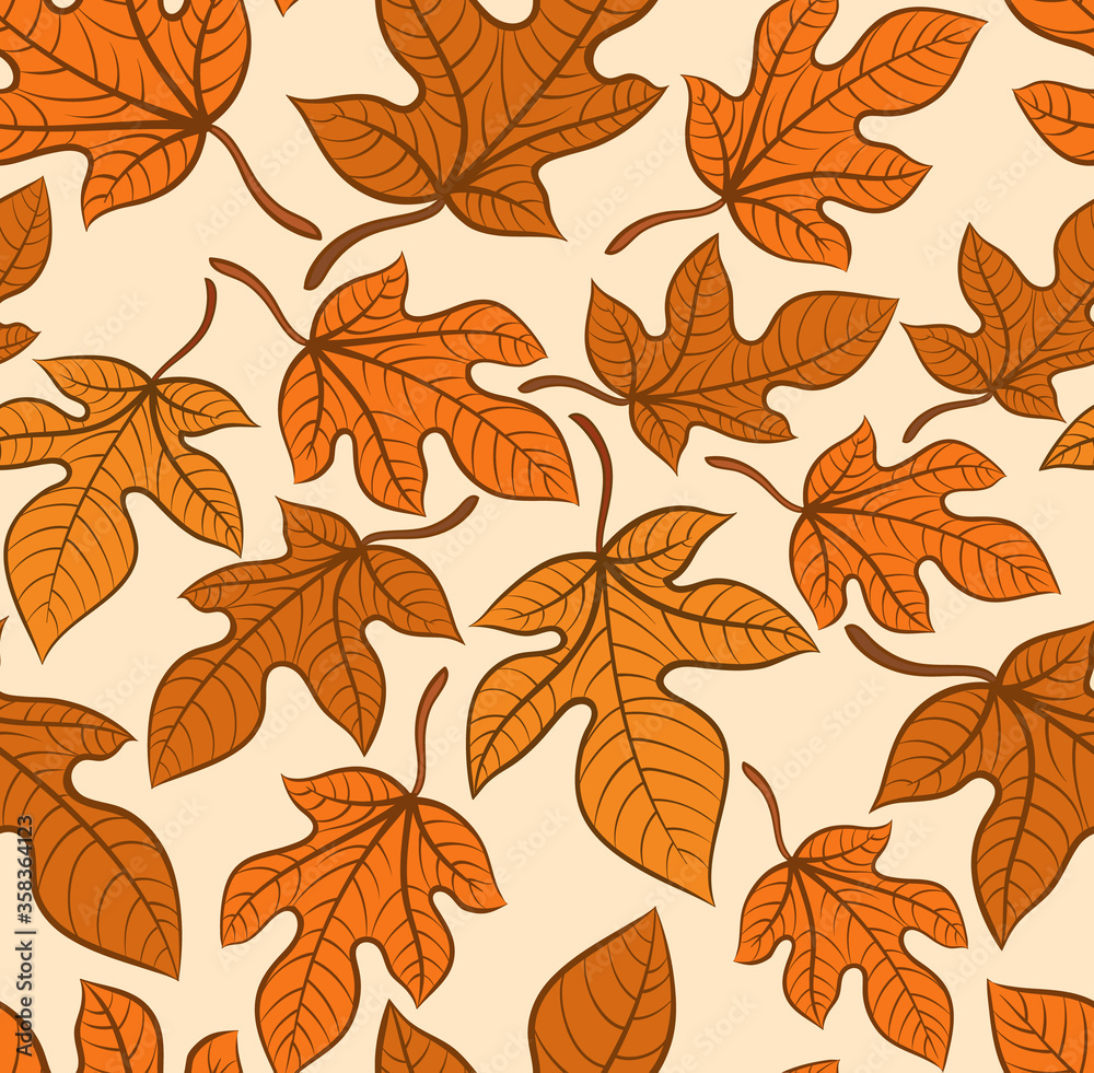 seamless green leaves pattern vector illustration