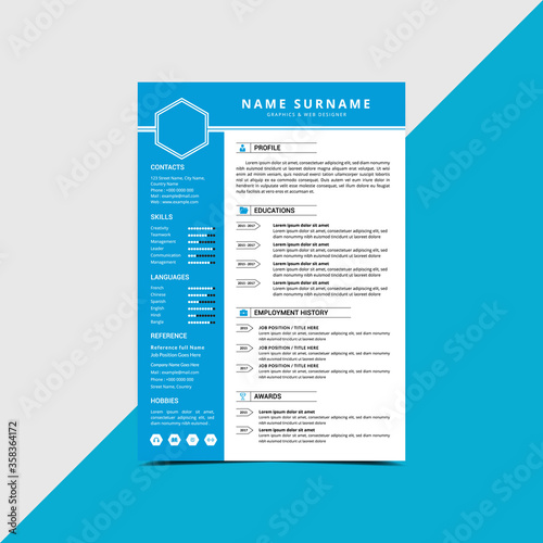 Professional Minimalist modern Resume CV curriculum vitae Template For interview