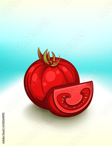 freshness tomato bright vector illustration