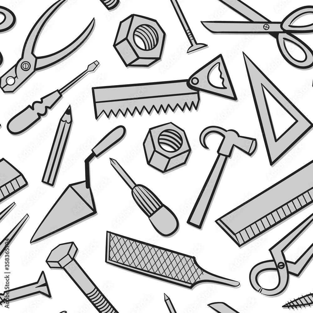 seamless tools outline industrial pattern vector illustration seamless tools outline industrial pattern vector illustration